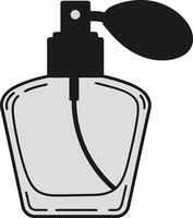 Elegant perfume bottle design in minimal style featuring a sleek silhouette, showcasing sophistication and allure in black and white illustration vector