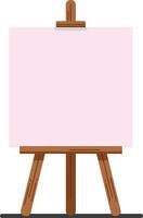Blank easel with wooden frame showcasing a large empty canvas in a minimal flat design style for creative art vector