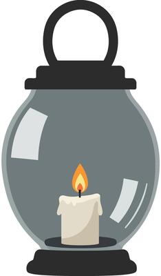 Vintage lantern featuring a glowing candle in a flat design style with a warm, inviting atmosphere in this art