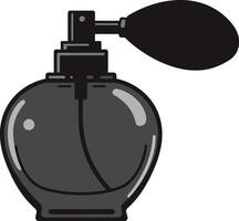 Stylish black perfume bottle in flat design showcasing elegance and sophistication in a minimal aesthetic of art vector