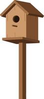 Simple wooden birdhouse design in flat style showcasing rustic charm and functionality with a natural aesthetic in art vector