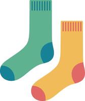 Colorful mismatched socks in playful flat design showcasing bright hues and simple shapes, emphasizing a fun and cheerful atmosphere in art vector