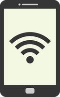 Smartphone displaying a wireless signal icon in a minimalistic design style emphasizing connectivity and technology in illustration vector