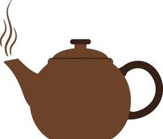 Brown teapot with steam rising, designed in a minimal style, showcasing simplicity and warmth in art vector