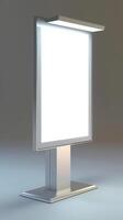 A white billboard with a light on it photo