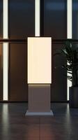 A white square box with a light on it photo
