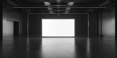 An empty room with a white light in the middle photo