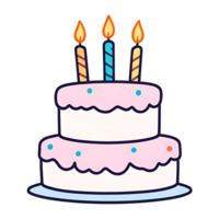 Cartoon Celebration Cake with Colorful Candles and Icing png