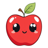 Cute Kawaii Apple Clipart Adorable Cartoon Fruit Illustration png