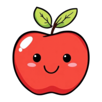 Kawaii Red Apple Illustration with Adorable Expression png