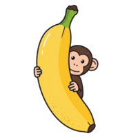 Adorable Monkey Peeking from Behind a Banana png