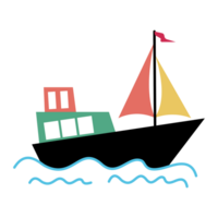 a cartoon boat with a sail on it png
