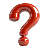 Glossy Red Question Mark 3D Render Enigma Inquiry Doubt Uncertainty, png