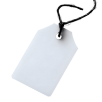 Blank white tag with black string ideal for labeling or branding, png