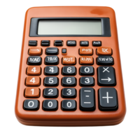 Orange Calculator Close Up View Numbers Buttons Technology Device, png