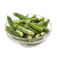 Vibrant Okra Fresh and Ready on transparent background. png
