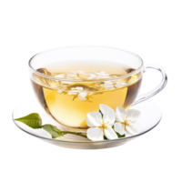 Fragrant Jasmine Tea in Glass on transparent background. png