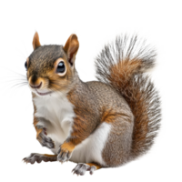 Fluffy Squirrel White Background on transparent background. png