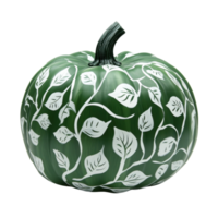 Autumn Pumpkin with Leaf Pattern on transparent background. png