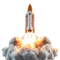 Powerful Rocket Launch Taking Off on transparent background. png