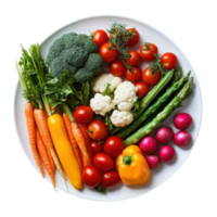 Vibrant Vegetable Plate Photography on transparent background. png