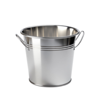 Metallic Bucket with Handle on transparent background. png