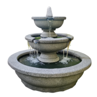 Serene Stone Fountain Cascading Water on transparent background. png