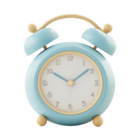 Blue Alarm Clock 3D Render on transparent background. png