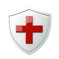 First Aid Shield Icon 3D Render on transparent background. png