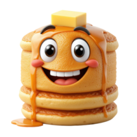 Happy Pancake Stack With Butter And Syrup Isolated on Transparent Background png