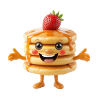 Happy Pancake Character With Strawberry Topping Isolated on Transparent Background png