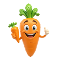 Happy Cartoon Carrot Holding Another Carrot Giving Thumbs Up Isolated on Transparent Background png