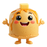 Happy Pancake Character With Butter And Syrup Isolated on Transparent Background png