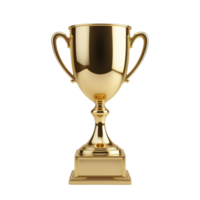 A gleaming golden trophy stands on a square base png