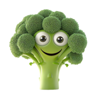 A Friendly Animated Broccoli Head With A Smiling Face png
