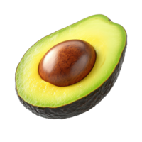 A single halved avocado with its seed isolated on transparent background. png