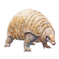 An armadillo illustration featuring the animals segmented shell and snout png