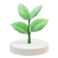 A rendered image showing a young growing plant with leaves png