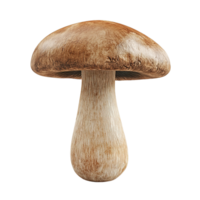 A single fresh mushroom is displayed isolated on transparent background png