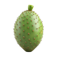 A single green cactus fruit with sharp spines isolated on transparent background png