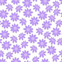Seamless Spring Pattern of Purple Wildflowers on White Background vector