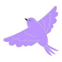 Purple Bird Flying Up in Flat Style, Perfect for Spring Greeting Cards and Posters Decoration vector