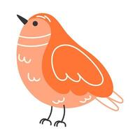 Small Orange Sparrow Bird with Patterned Feathers, Perfect for Spring Greeting Cards and Posters Decoration vector