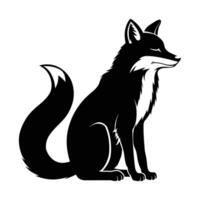 Fox sitting with curled tail Silhouette. vector