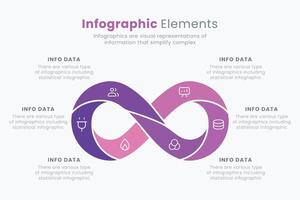Infographic elements design template, A circle infographic with 6 steps can be used for workflow layout, presentation, diagram, banner, web design, and illustration. vector