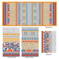 Colorful ethnic textile pattern with dupatta with salwar kameez vector