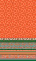 Colorful Orange Textile Design with Floral and Geometric Patterns vector
