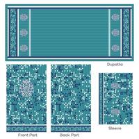 Teal Ethnic Dupatta and Clothing Design with Floral Pattern vector