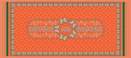 Decorative Orange Patterned Textile Dupatta Design vector