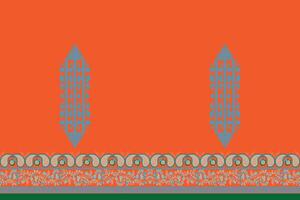 Abstract geometric pattern with orange background and paisley design vector